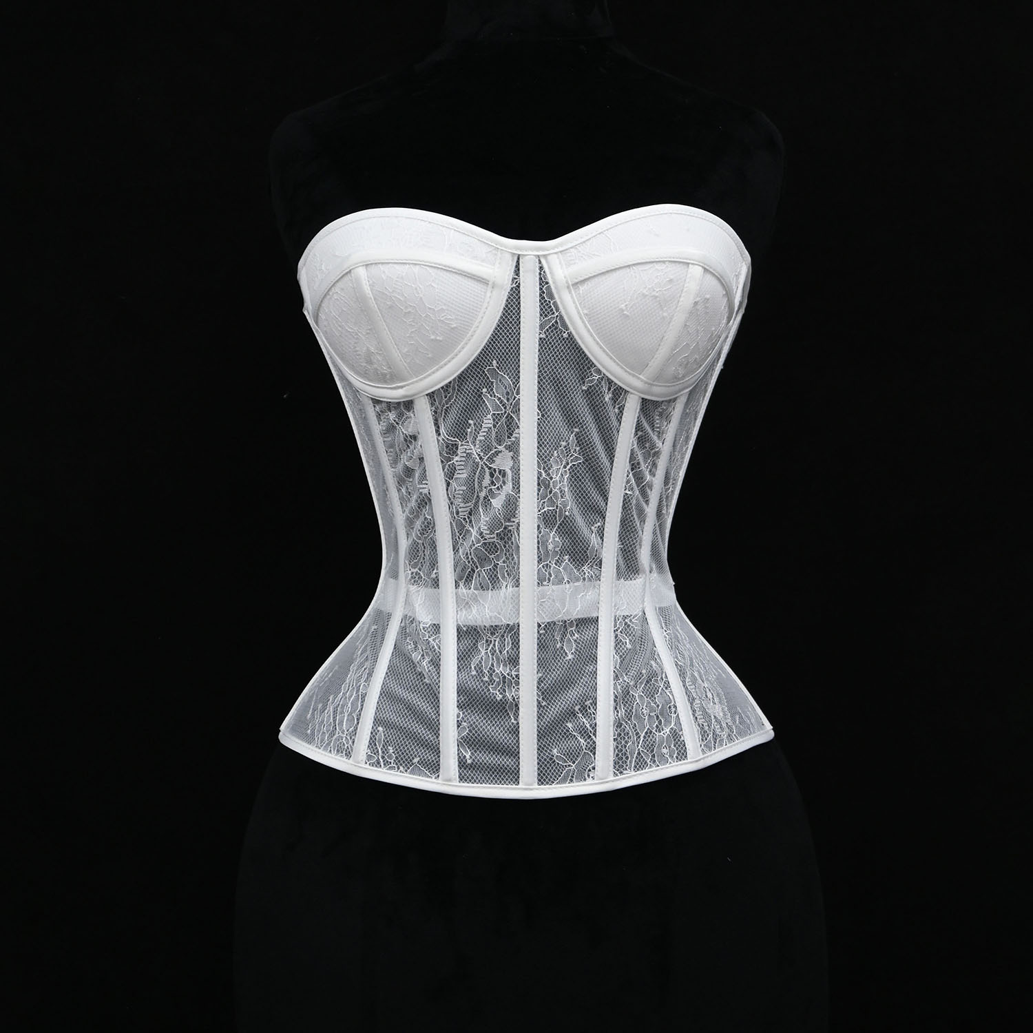 Boning Corset Steel - Stalowy gorset modelujący sylwetkę, damski, ażurowy,