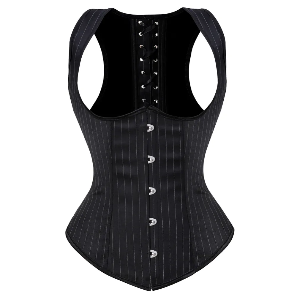 Boning Corset Steel - Damski gotycki żakardowy gorset pod biustem